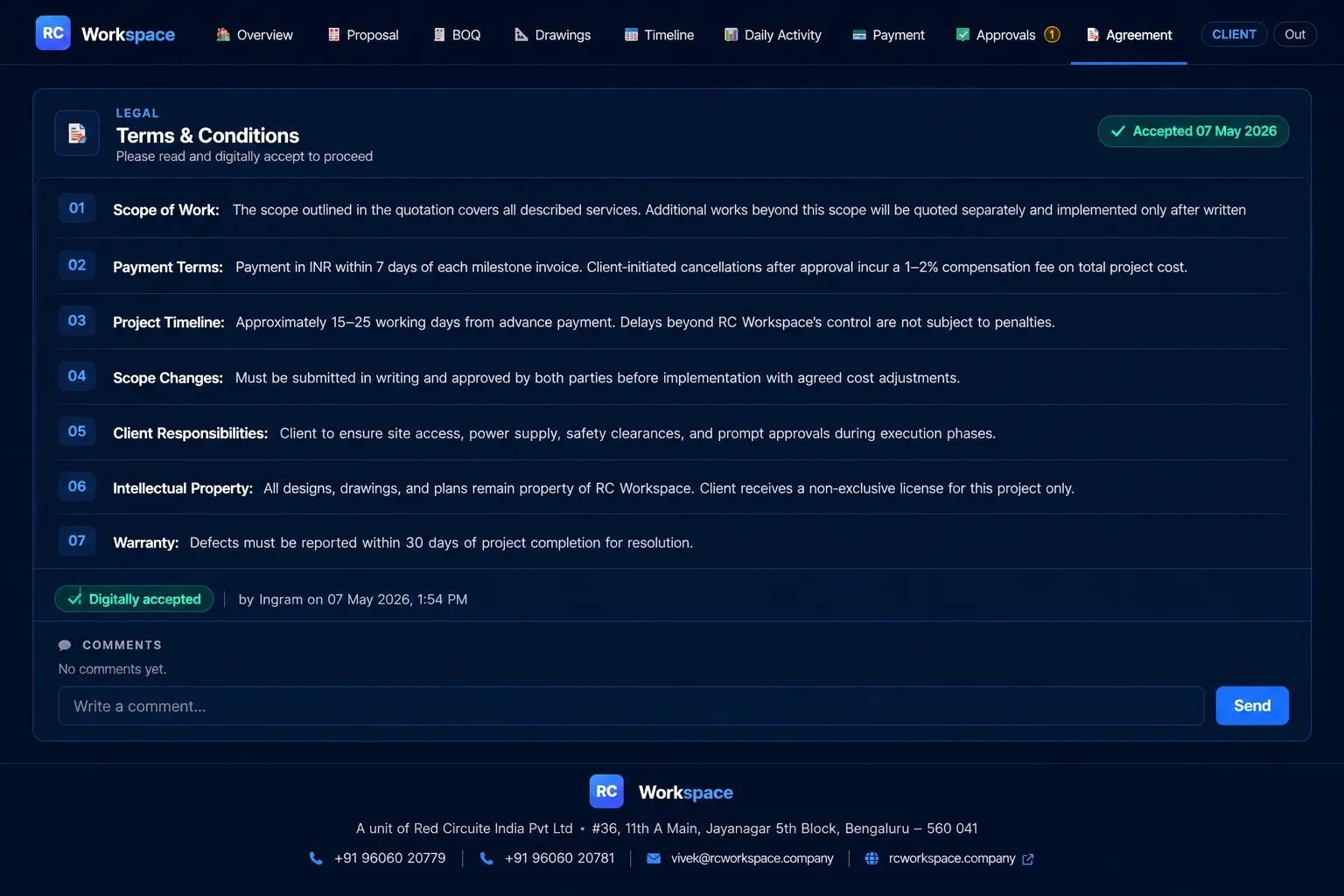 RC Workspace Client Portal — Digital Agreement